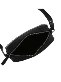 Sac bandouliere noir uni pourvu de strass sur le pourtour et un zip