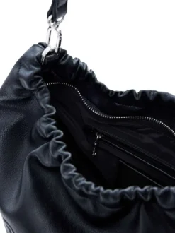 Sac bandouliere noir uni pourvu d'une anse bicolore tressée