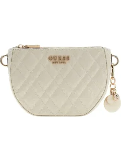 Sac à bandoulière amovible écru matelassé orné d'un motif monogramme