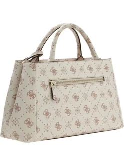 Sac à bandoulière amovible et réglable écru orné d'un motif monogramme