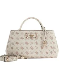 Sac à bandoulière amovible et réglable écru orné d'un motif monogramme
