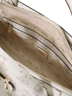 Sac à bandoulière amovible et réglable écru orné d'un motif monogramme