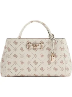 Sac à bandoulière amovible et réglable écru orné d'un motif monogramme