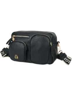 Sac à bandoulière amovible noir effet grainé avec logo de la marque