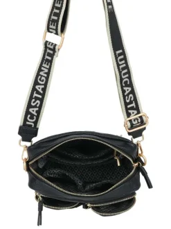 Sac à bandoulière amovible noir effet grainé avec logo de la marque