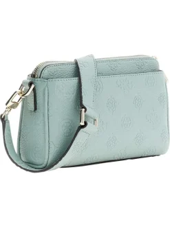 Sac à bandoulière amovible vert d'eau pourvu d'un motif monogramme embossé