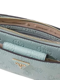 Sac à bandoulière amovible vert d'eau pourvu d'un motif monogramme embossé