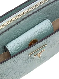 Sac à bandoulière amovible vert d'eau pourvu d'un motif monogramme embossé