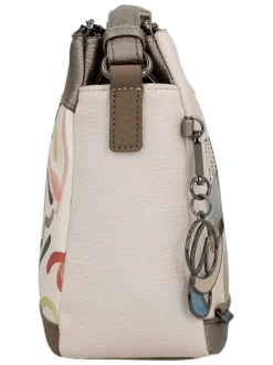 Sac à bandoulière beige à motifs avec une bandoulière réglable amovible