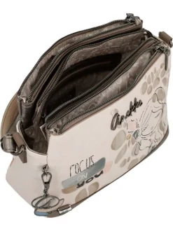 Sac à bandoulière beige à motifs avec une bandoulière réglable amovible