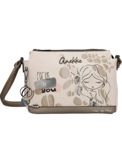 Sac à bandoulière beige à motifs avec une bandoulière réglable amovible