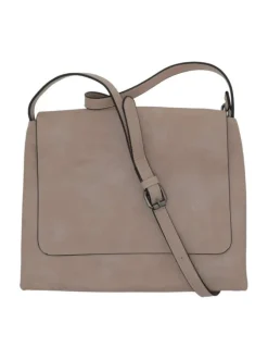 Sac à bandoulière beige pour femme uni avec une petite poche zippée