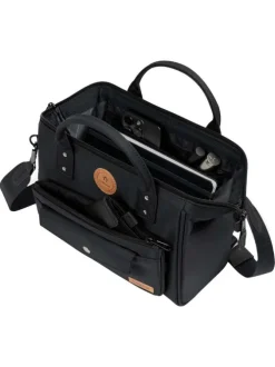 Sac à bandoulière Crossbody Medium Cambridge noir uni avec des logos marron