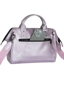 Sac à bandoulière Crossbody Medium Capri lilas brillant en simili cuir