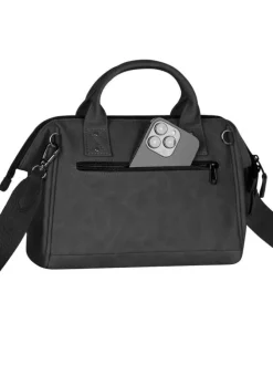 Sac à bandoulière Crossbody Medium Le Havre noir uni en simili cuir