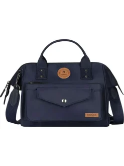 Sac à bandoulière Crossbody Medium Nara marine uni avec des logos marron