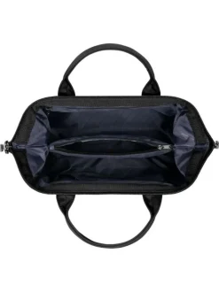 Sac à bandoulière Crossbody Small Cambridge noir uni avec logo marron embossé