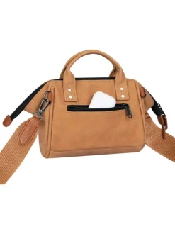 Sac à bandoulière Crossbody Small Moscow camel uni avec logo marron embossé