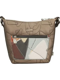 Sac à bandoulière écru imprimé avec une poche arrière zippée