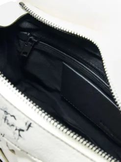 Sac bandoulière en coton blanc à imprimé avec un rabat et un zip