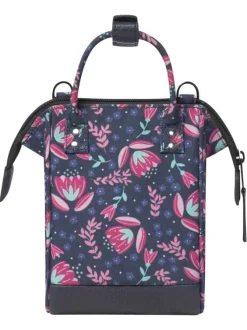 Sac à bandoulière marine imprimé de fleurs avec une fermeture zippée