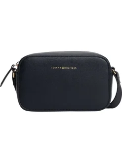 Sac à bandoulière marine pourvu du nom de la marque doré embossé