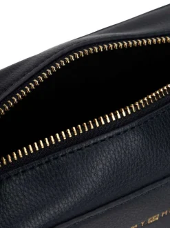 Sac à bandoulière marine pourvu du nom de la marque doré embossé