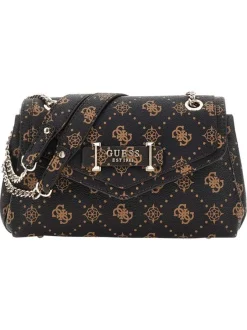 Sac bandoulière marron et expresso avec monogrammes et logo métallique