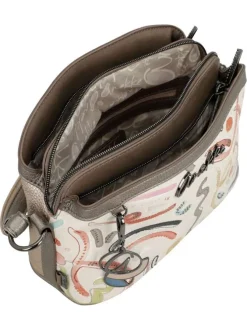 Sac à bandoulière multicolore à motifs avec une poche extérieure zippée