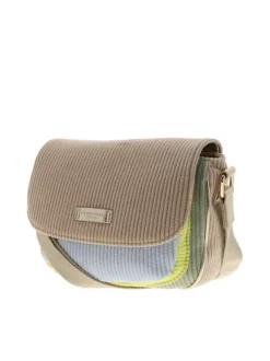 Sac bandoulière multicolore uni avec une fermeture à rabat et un zip