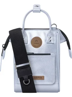 Sac à bandoulière Nano Fidji argent brillant avec 2 anses et 1 zip