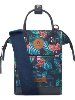 Sac à bandoulière Nano Oran marine à imprimé floral avec 2 anses et 1 zip