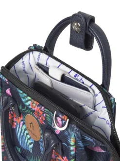 Sac à bandoulière Nano Oran marine à imprimé floral avec 2 anses et 1 zip