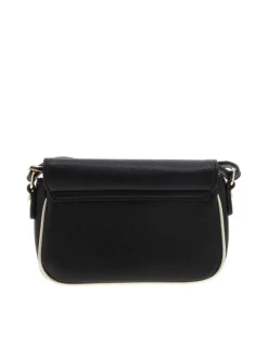Sac à bandoulière noir et doré uni en simili cuir avec logo embossé