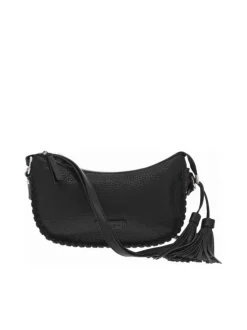 Sac à bandoulière noir forme banane orné du patch de la marque