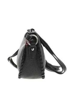 Sac à bandoulière noir forme banane orné du patch de la marque