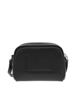 Sac à bandoulière noir uni avec nom iconique imprimé à l'avant