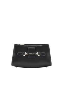 Sac à bandoulière noir uni avec pieds de sacs et pièces métalliques rose gold