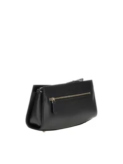 Sac à bandoulière noir uni avec pieds de sacs et pièces métalliques rose gold