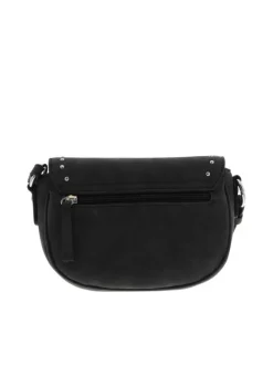 Sac bandoulière noir uni avec une fermeture zippée à rabat pression