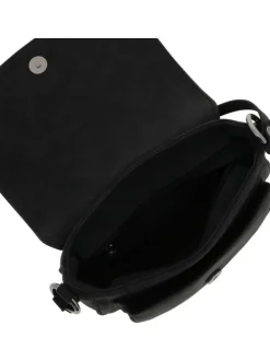 Sac bandoulière noir uni avec une fermeture zippée à rabat pression