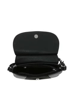 Sac à bandoulière noir uni effet grainé avec bandoulière ajustable