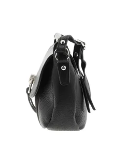 Sac à bandoulière noir uni effet grainé avec bandoulière ajustable