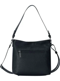 Sac à bandoulière noir uni muni d'une anse et une fermeture à zip