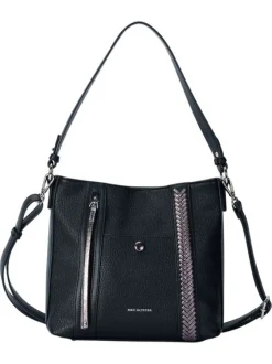 Sac à bandoulière noir uni muni d'une anse et une fermeture à zip