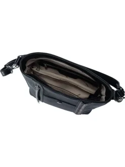 Sac à bandoulière noir uni muni d'une anse et une fermeture à zip