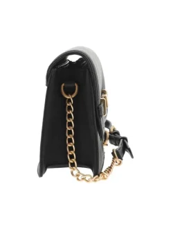 Sac bandoulière noir uni à pression et à zip avec logo gravé