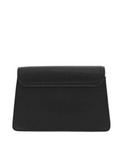 Sac bandoulière noir uni à pression et à zip avec logo gravé