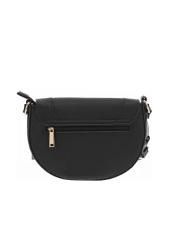 Sac bandoulière noir uni à pression et à zip avec logo gravé