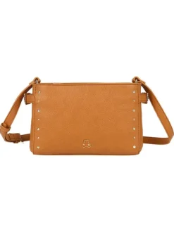 Sac à bandoulière réglable camel avec fermetures à glissières
